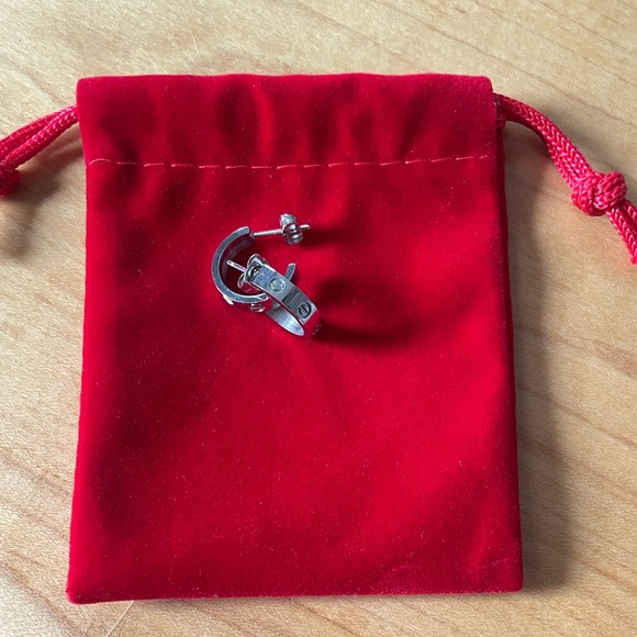 Silver Love Hoop Earrings - Picture 7 of 9